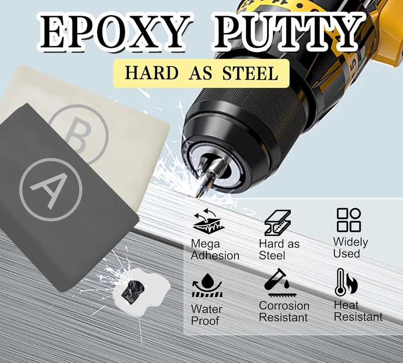 Holamdo Epoxy Putty, 12oz/340g Grey Epoxy Sculpt Clay Fix Leaks, Cracks, Filling, Multi-Purpose Putty Stick Filler for Bonding Metal, Wood, Tile, Ceramics, Pool Plumbers Puttys Mega Adhesion & Waterproof - Image 2